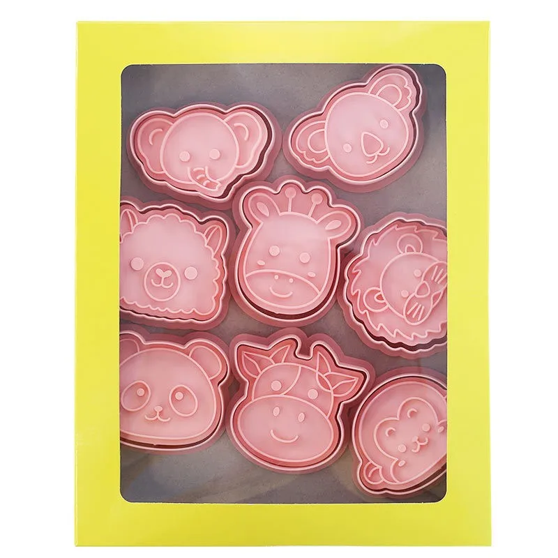 8pcs Animal Cookie Cutters - Cartoon Giraffe Lion Panda Elephant Baking Molds for Biscuits Cakes and Pastry Art