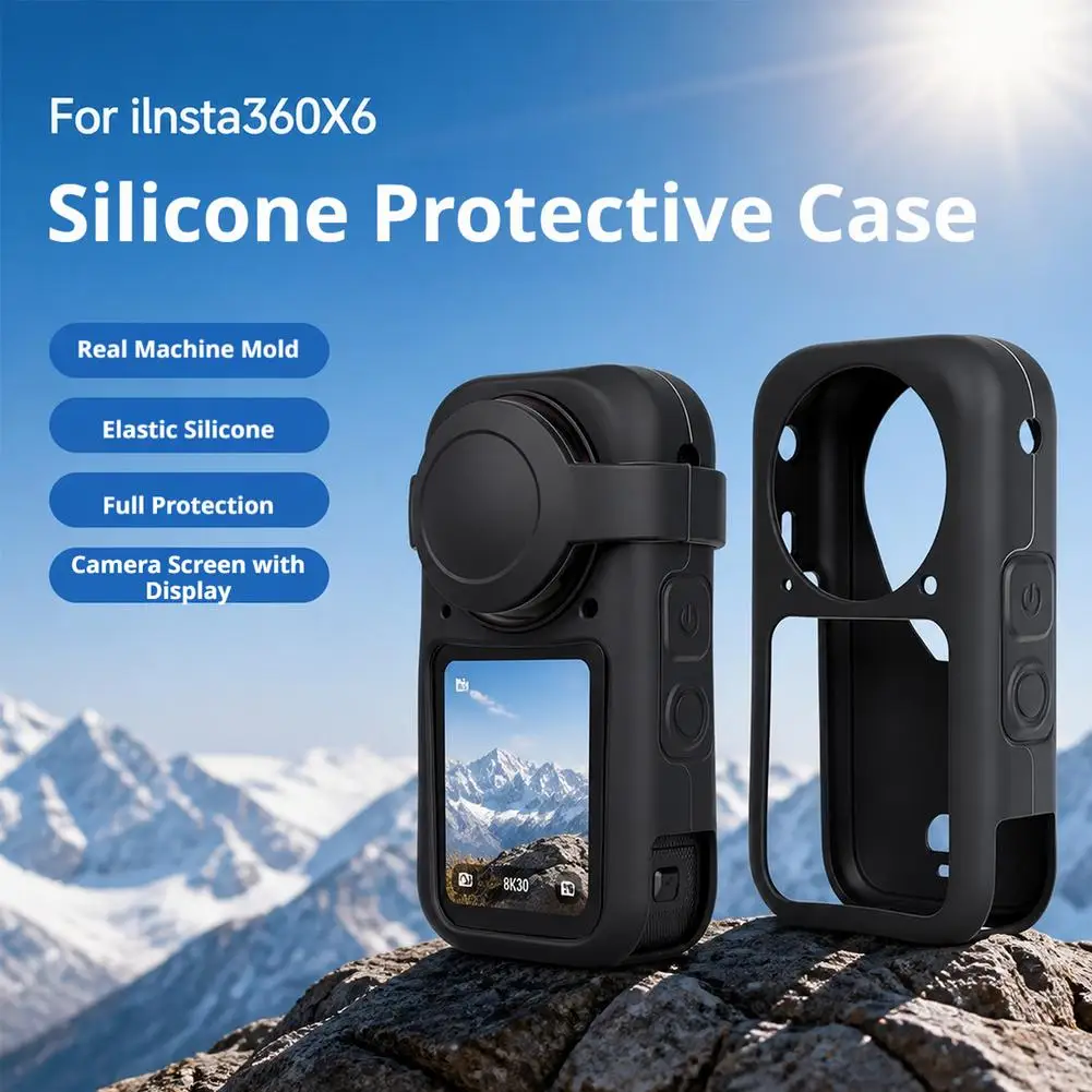 For Insta 360 X6 Silicone Protective Case With Lens Cap Camera Protective Kit Camera Case Lens Cap For Insta360 X6 Accessories