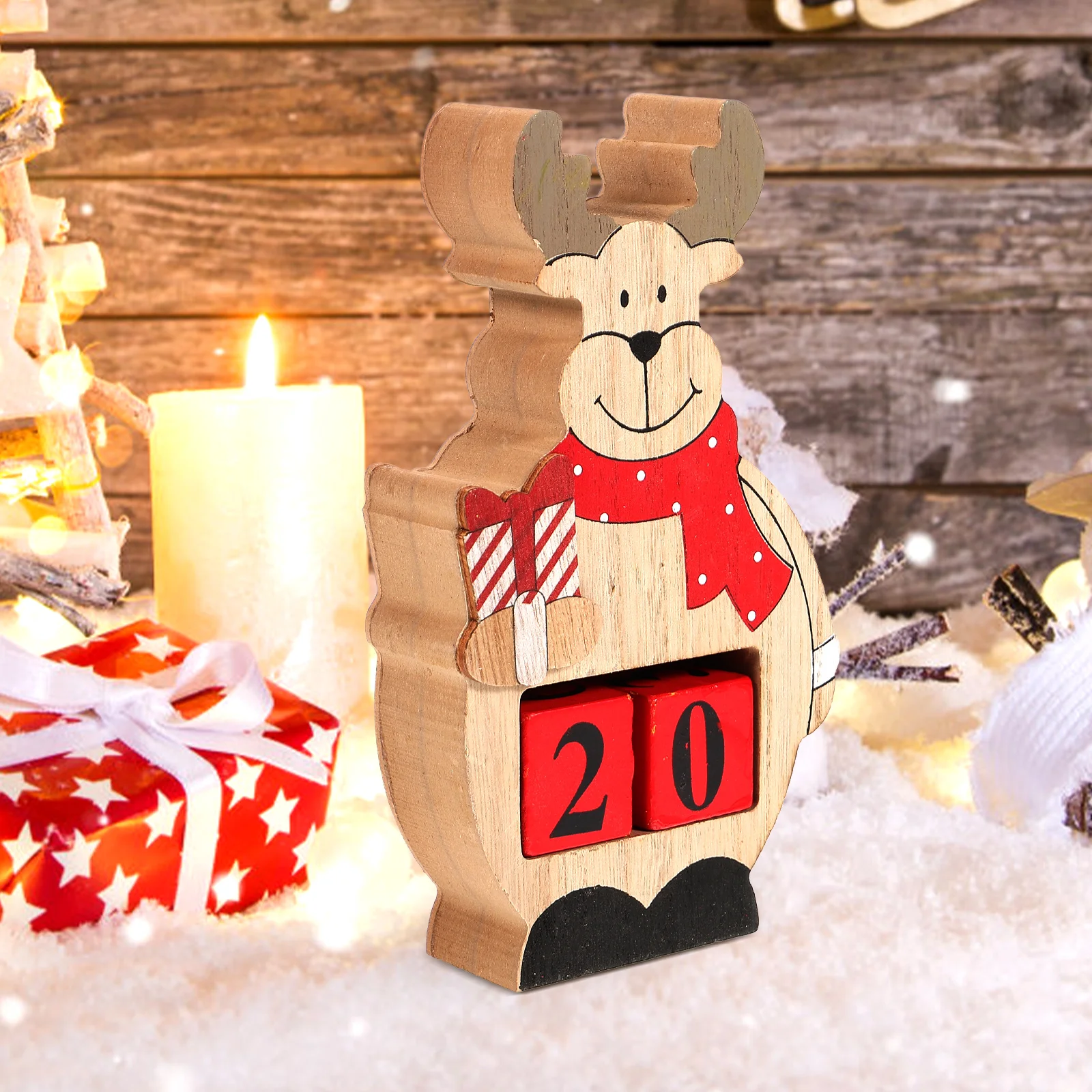 

2PCS Wooden Countdown Calendar Christmas Decoration Desktop Advent Kids Room Office Holiday Gift Festive DIY nament