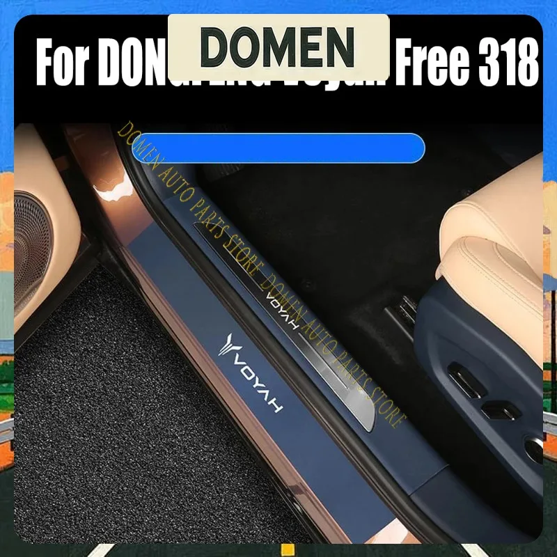 DOMEN For DONGFENG Voyah Free 318 2025 Car Interior Door Welcome Threshold PU Leather Cover Stickers Auto Modified Styling Acces
