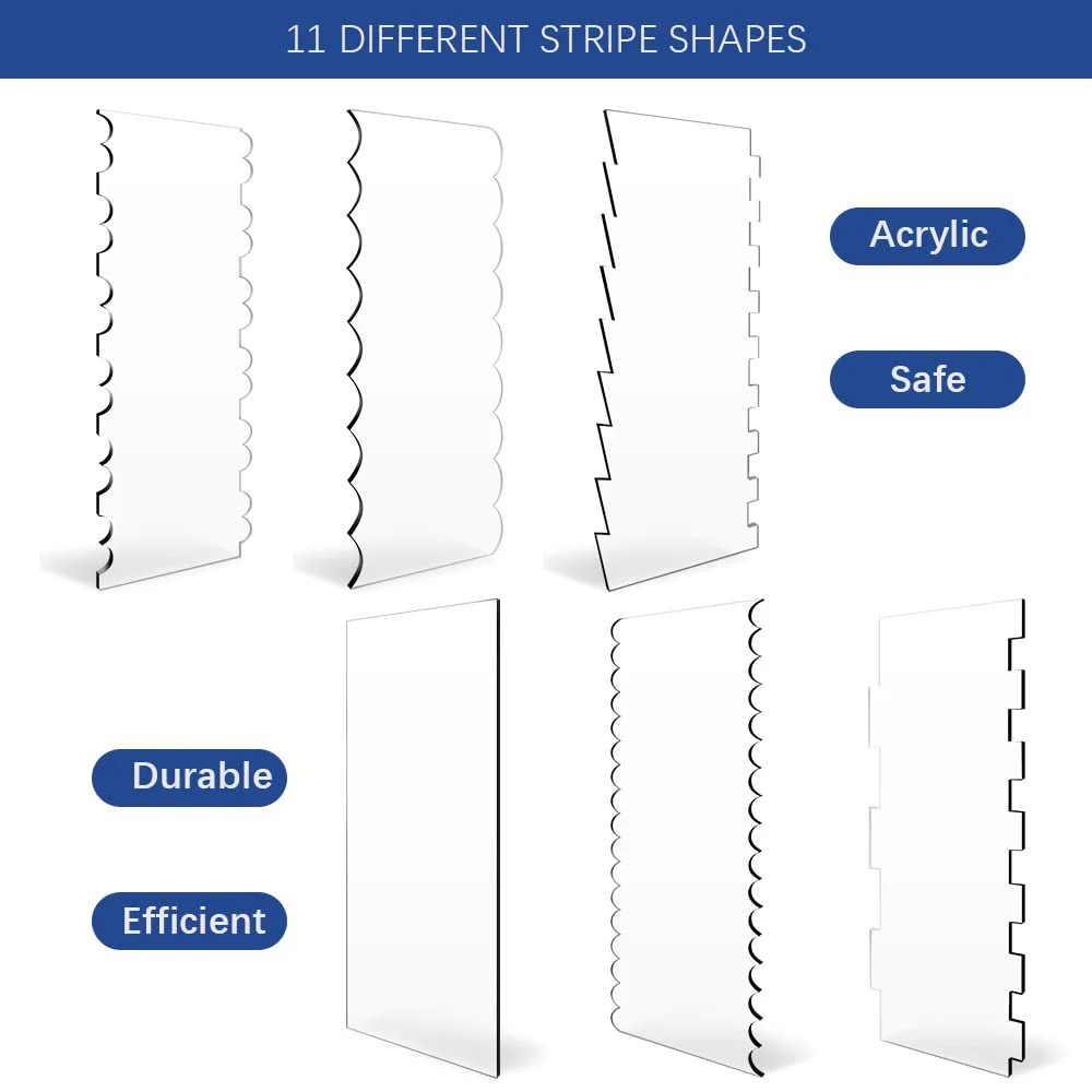 Juego de raspadores acrílicos para Tartas, herramientas de decoración de glaseado de crema de mantequilla, peine de rayas de contorno, sierra de
