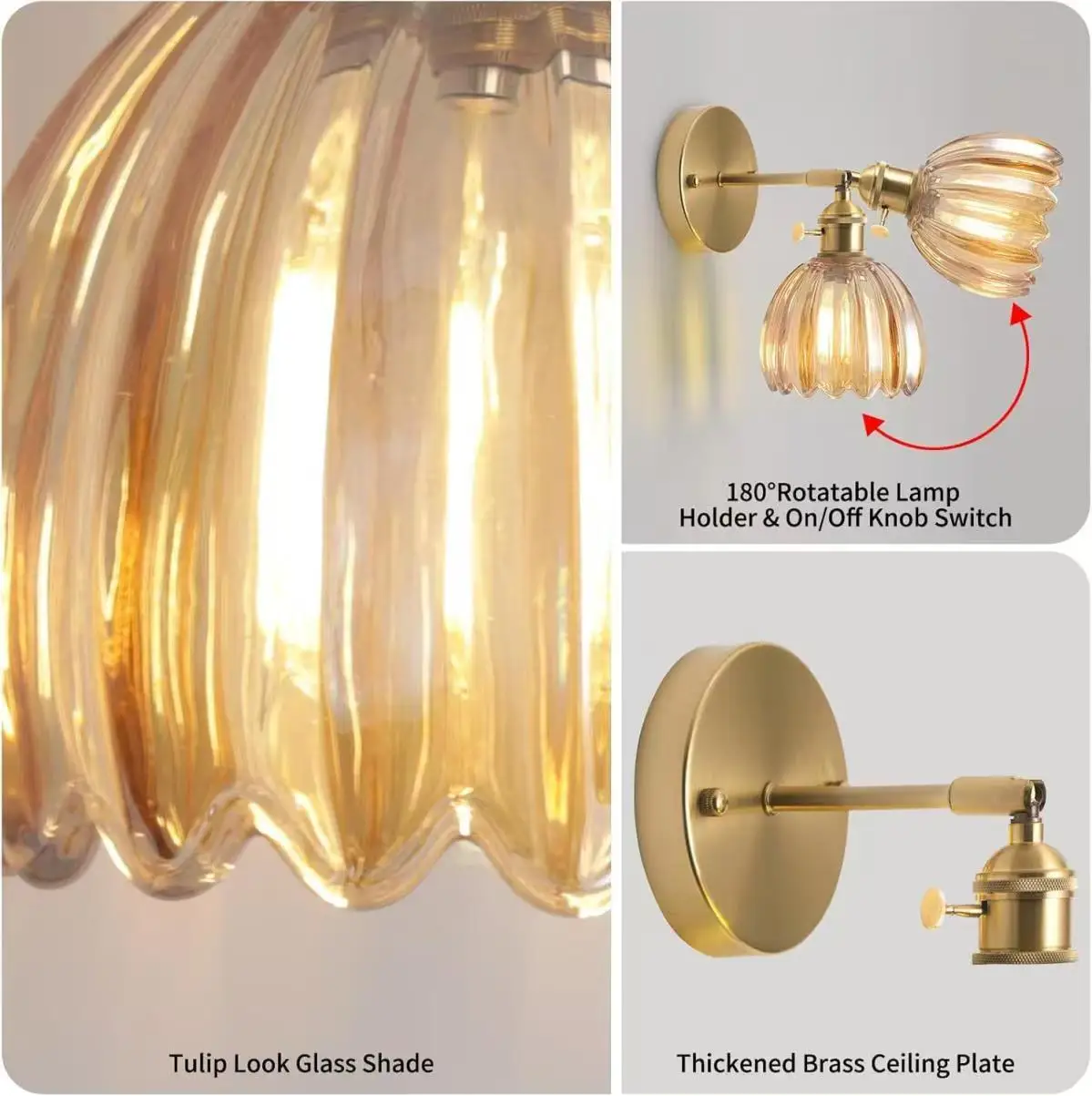 E27/E26 glass wall lamp Nordic hallway corridor bedside bathroom mirror front light fixture view 4