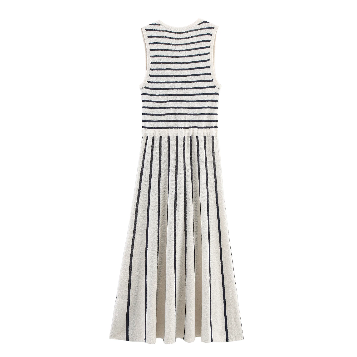 KONDALA Chic Striped Elegant Knit V-Neck Woman Dress Fashion 2025 Streetwear Knit Dress High Waist Casual Y2K Mujer Vestidos