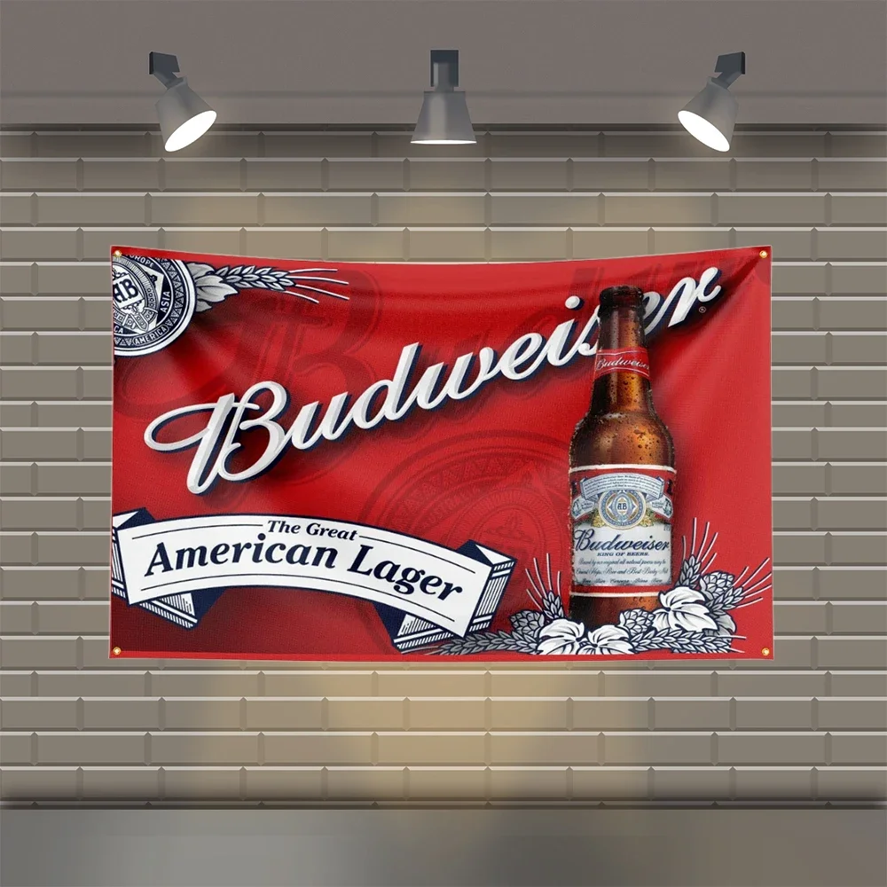 3x5 Ft Budweisers Beer Flag Polyester Printed Liquors Flags for Room Garage Decor