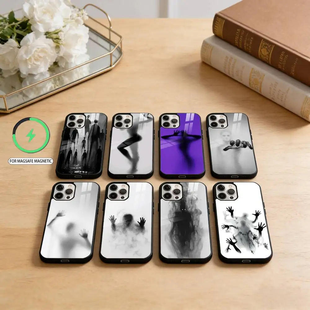 

S-Surreal Shadow Forms Phone Case For iPhone17,16,15,14,13,12,11 Plus,Pro Max Magnetic For Magsafe Wireless Charging