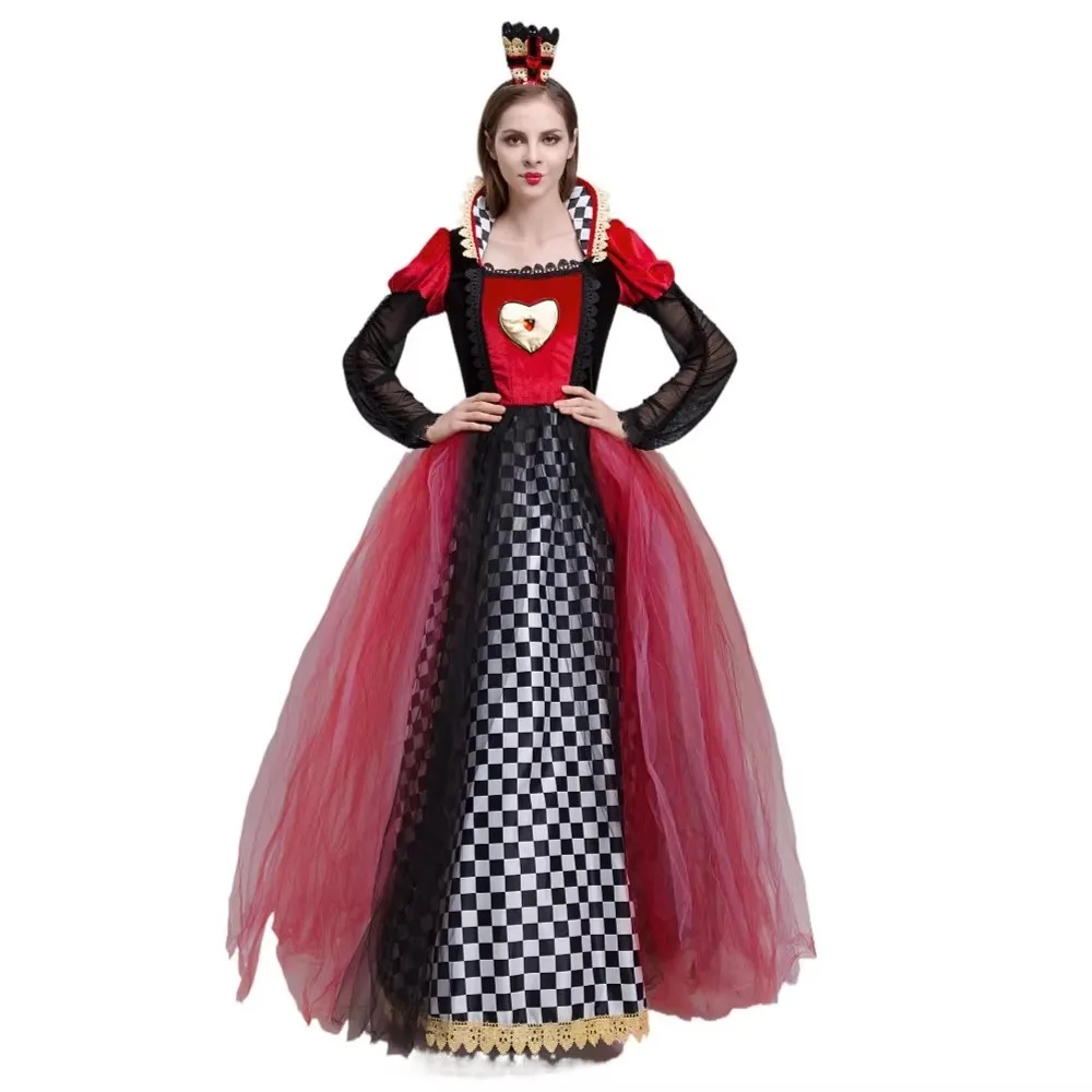 Rote Königin der Herzen Prinzessin Kleid Alice im Wunderland Cosplay Kostüm Delux Party Mädchen Halloween Karneval Cosplay Kostüm