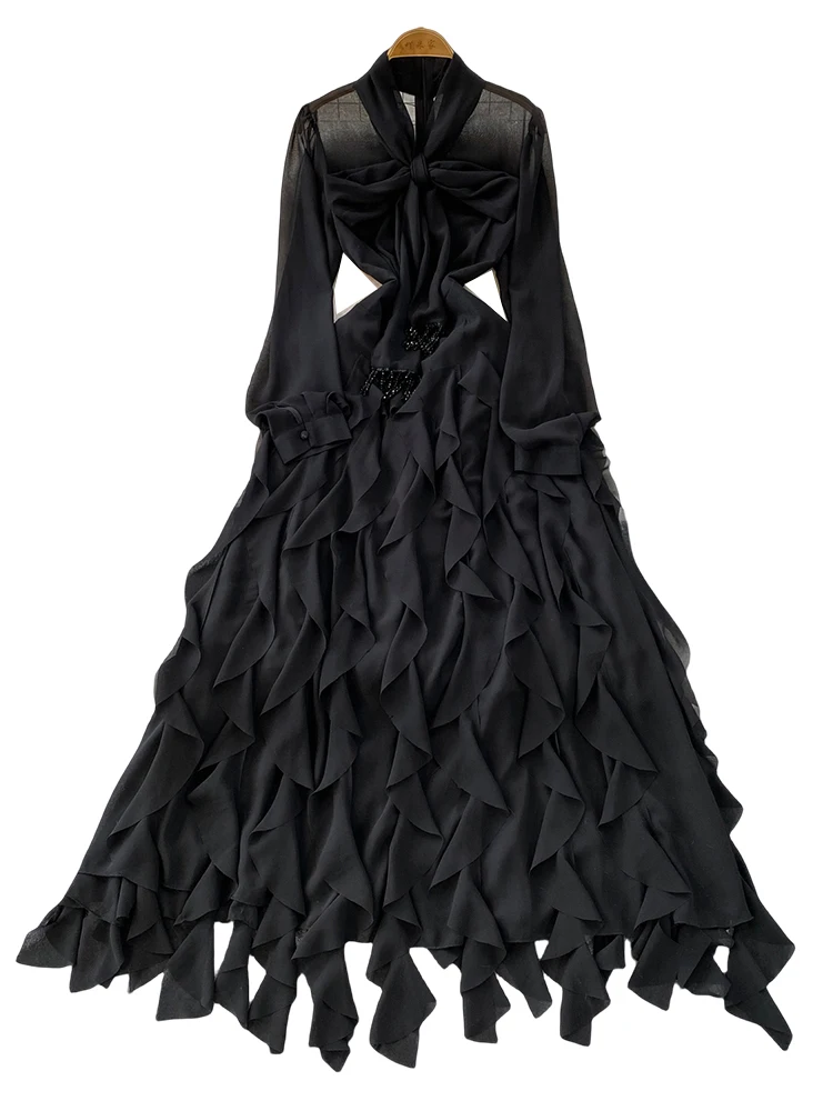 Ele v-ne com cinto longo dr feminino outono férias em camadas renda guarnição fada saia linha a macio médio fino sem estiramento