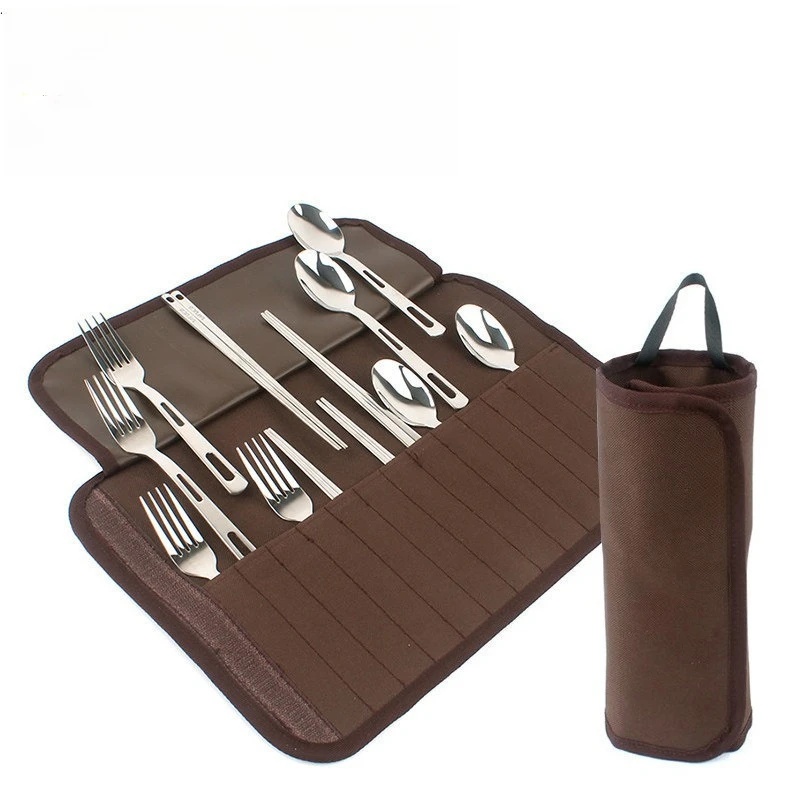 Outdoor Tableware Portable Set Self-driving Tour RV Kitchenware Picnic Chopsticks Spoon Storage Bag Camping Equipment