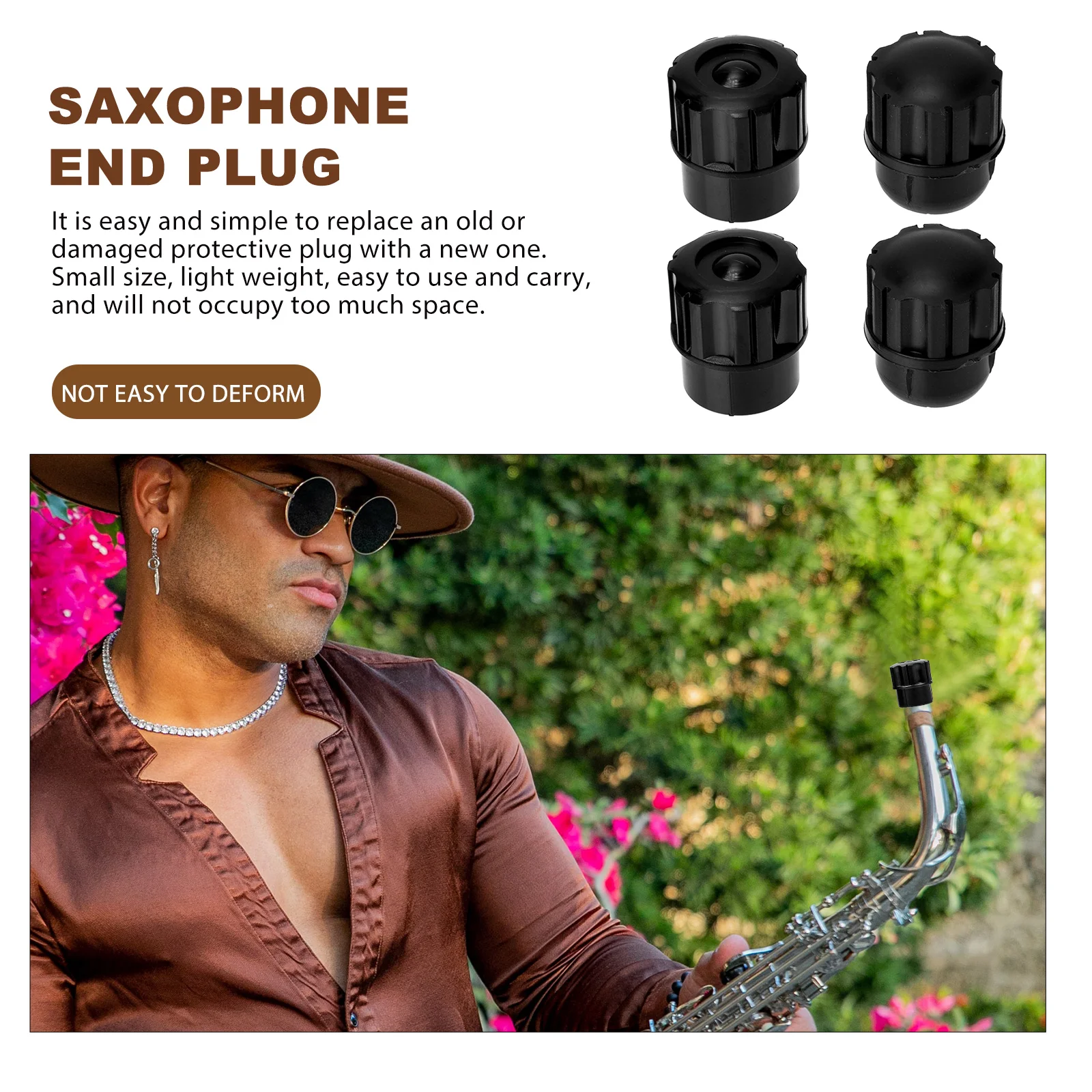 

4 Pcs Saxophone Hat Protective Stopper Plug End Plugs Soprano Replacement Protection Music