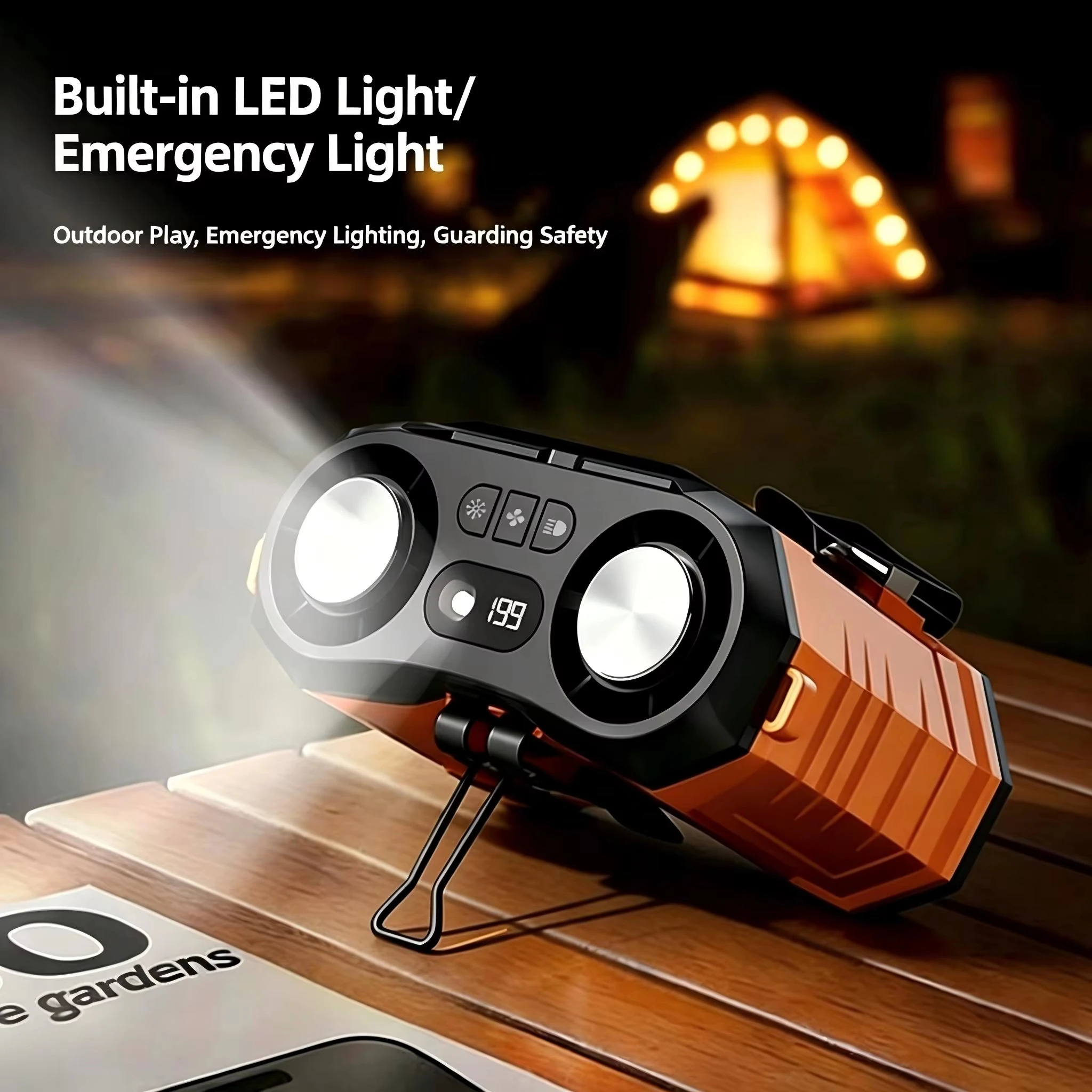 DIGITAL DISPLAY HANGING WAIST FAN DOUBLE TURBO COOLER RECHARGEABLE PORTABLE AIR COOLER HIGH SPEED FAN FOR FISHING CAMPING WORK ﻿ - view 3
