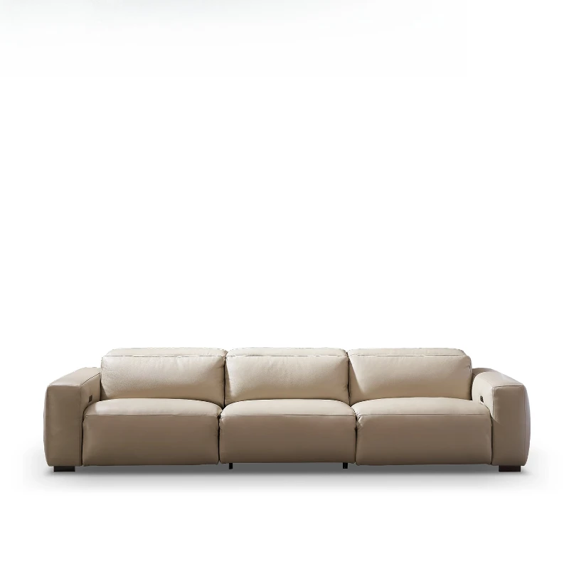 Italian minimalist electric retractable multi-functional leather sofa home theater high-end home