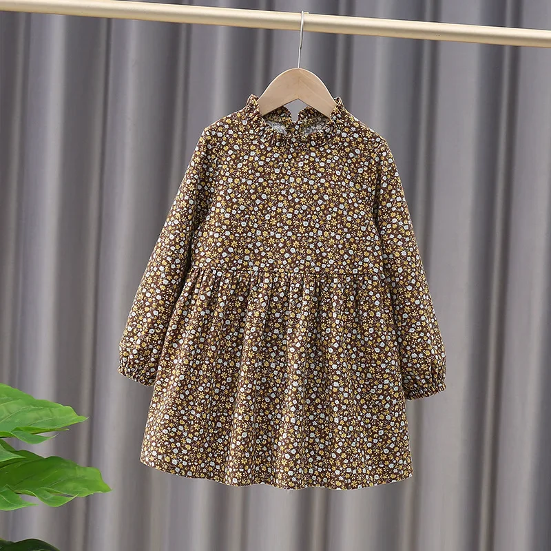 Baby Girls Princess Dress 2024 New Long Sleeve Spring Autumn Dresses for Girl Cotton Floral Children Party Dress Fashion Costume