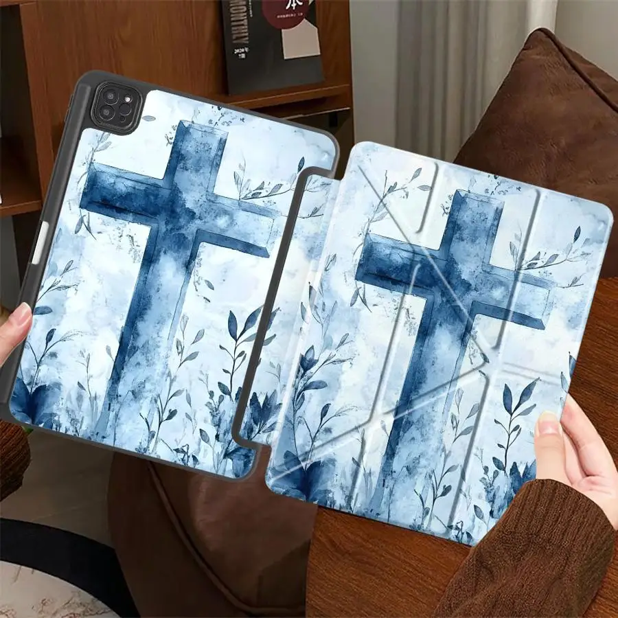 Creative Cross Art Holder Cover Tablet Case For iPad Pro 2025 Pro 11th 10th 9th 8th 7th 12.9inch Air 4 5 M3 M2 M4 11inch Mini 6