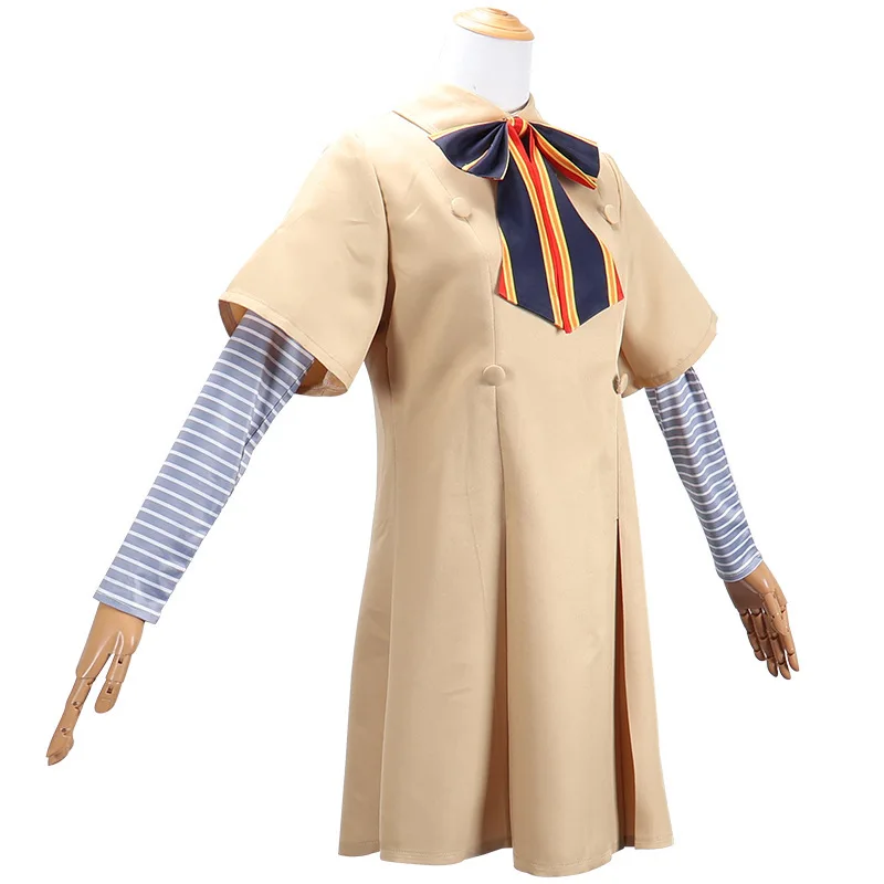 أزياء M3GAN التأثيرية للنساء والأطفال، شعر مستعار بني وأحمر، مجموعة كاملة من الملابس، شخصية فيلم الرعب، حفلة الهالوين، طراز عتيق