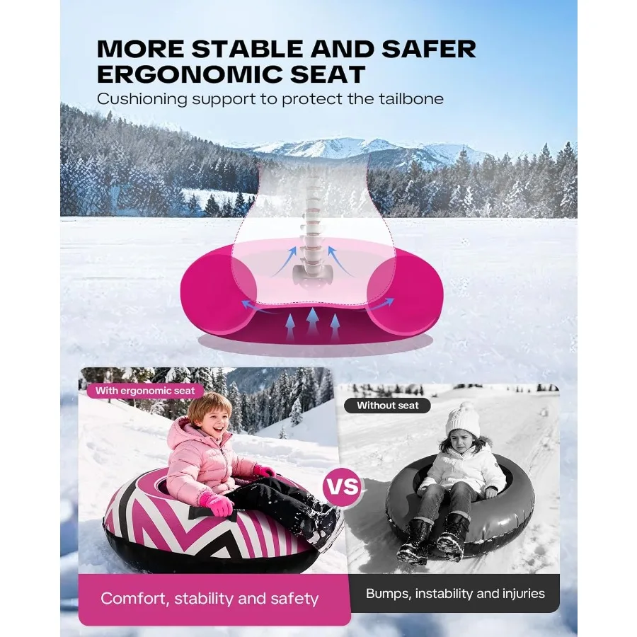 Robuuste sneeuwbuis met premium canvas hoes Opblaasbare sneeuwslee voor en volwassenen Verdikte bodem met sleepbare trekri