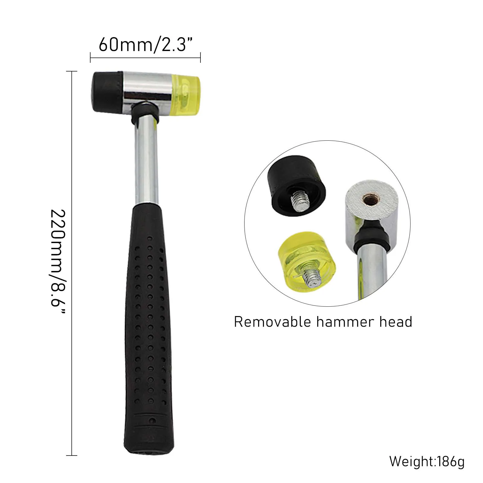 2pcs Versatile Soft Mallet Plastic Hammer Ergonomic Handle Rubber Hammer Soft Mallet Essential for Various Applications