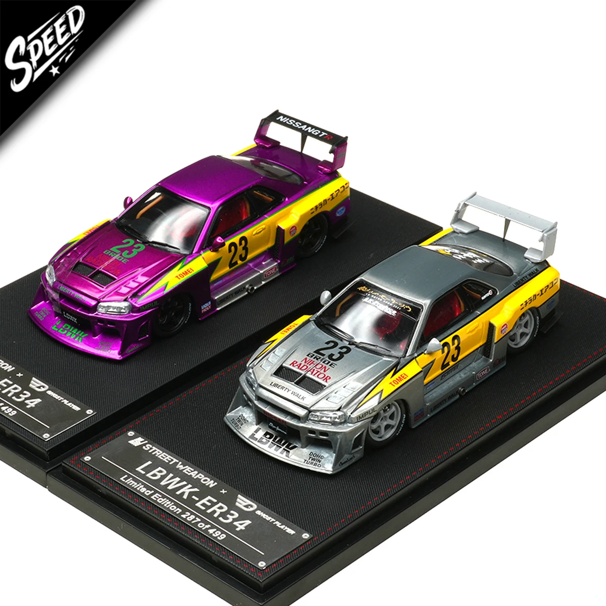 

В наличии: Коллекционная модель автомобиля SW 1:64 LBWK GTR ER34 Lightning Chase, хромированная, фиолетовая, с открывающимся капотом, литая под давлением, игрушка