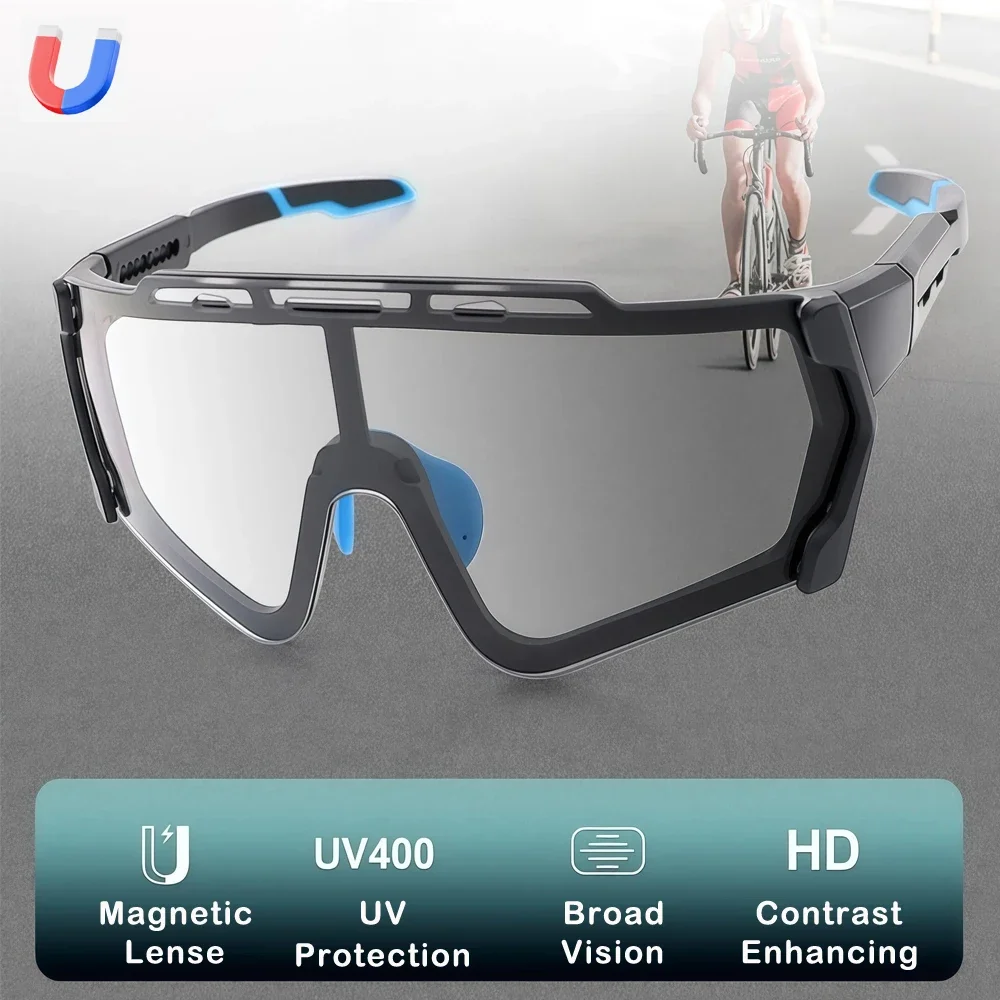 

Magnetic Cycling Sunglasses Photochromic UV400 Ebike Commuter Glasses 1-Second Magnetic Swap Contrast Enhancing Bike Glasses