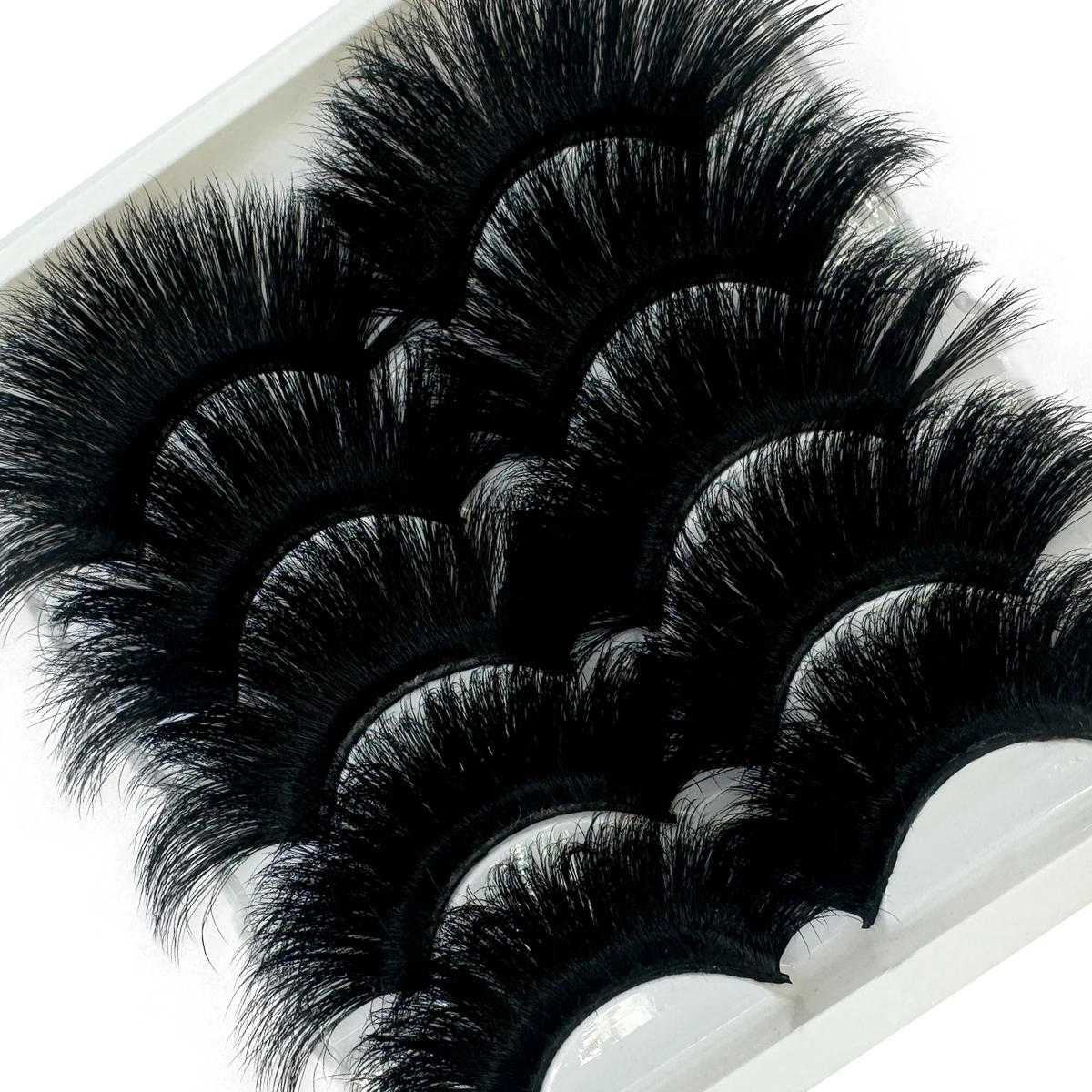 5쌍 25mm 8D 밍크 속눈썹 대량 풍성한 자연스러운 인조 속눈썹 두껍고 드라마틱한 인조 밍크 속눈썹