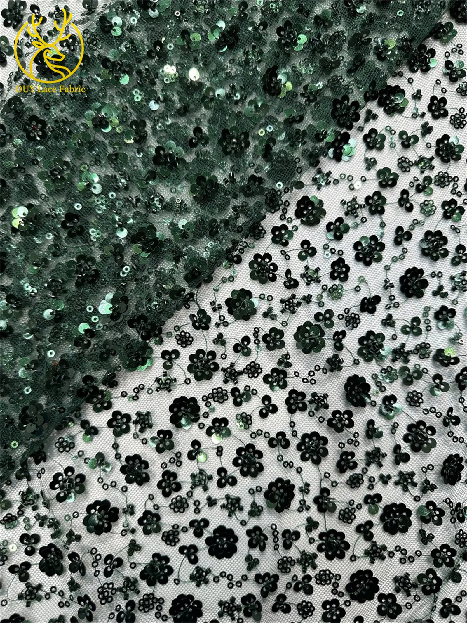 5 Yards afrikanische nigerianische 2026 Perlen-Stickerei-Spitze, hochwertige luxuriöse französische Pailletten-Netzspitze für Hochzeits- und Partykleider für Damen – Detail 7