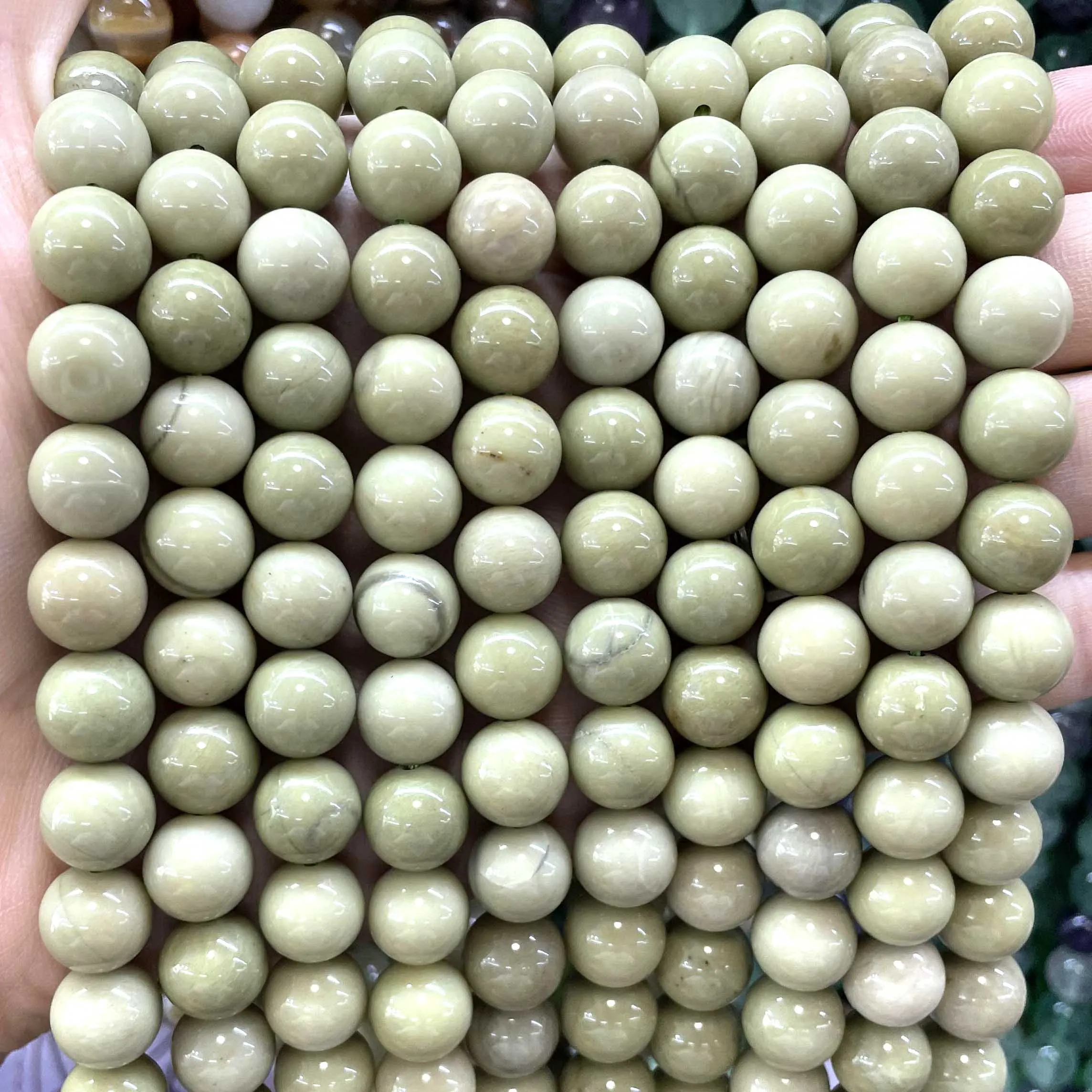 Round Natural Stone Avocado Alxa Polished Loose Spacer Beads For Jewelry Making Diy Bracelet Necklace Accessory 4 6 8 10MM