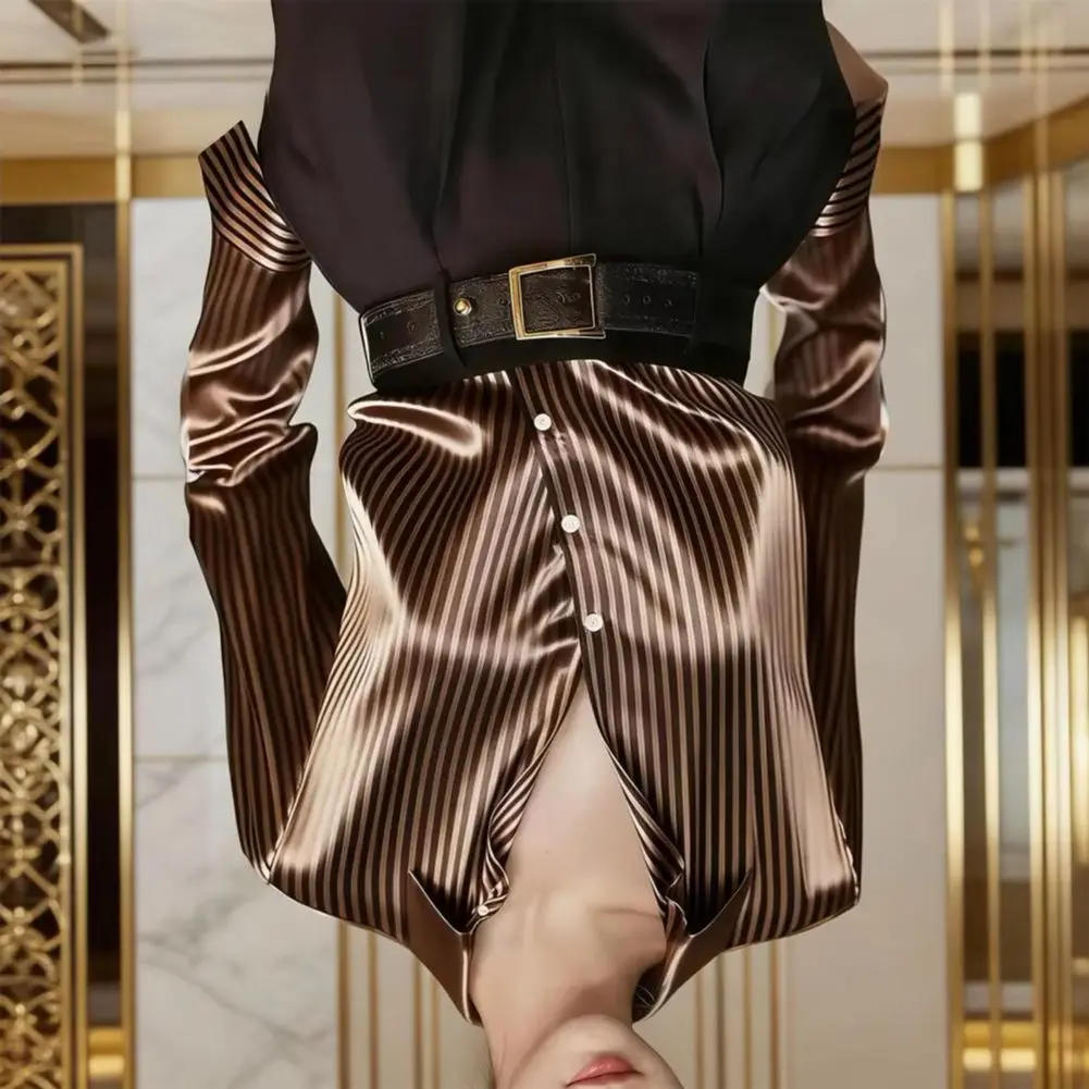 

Women Shirt Elegant Long Sleeve Blouse Women 2025 Autumn Fashion Office Lady Striped Print Loose Shirts Tops Casual Women Blouse