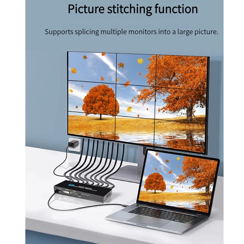 HDMI DVI Video Controller, Screen Splitter, Video Wall Processor, 2 Entradas, 9 Saídas, 2x4, 4X2, 3X3