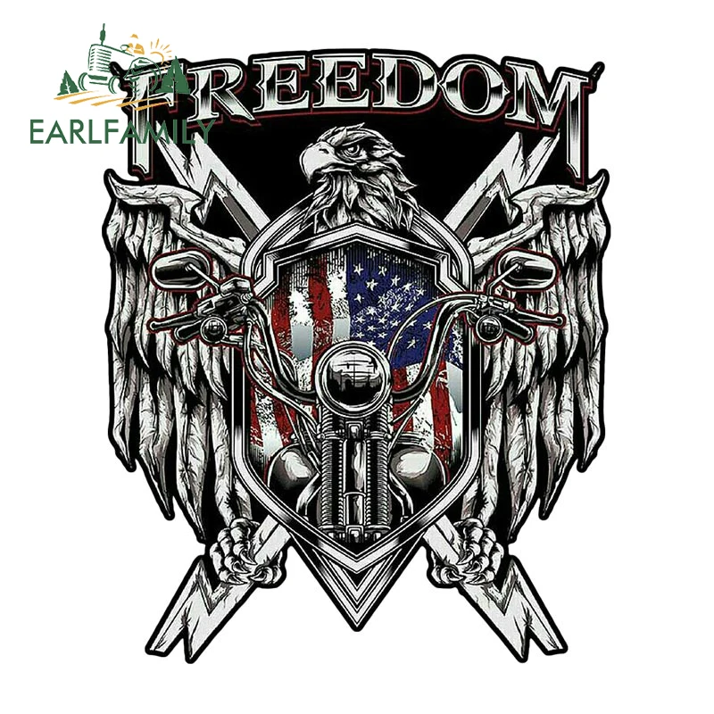 EARLFAMILY 13cm x 10.7cm Freedom Is An Open Road Eagle Car Sticker Offroad 4x4 Window Car Truck Decal JDM Metal Car Graphics