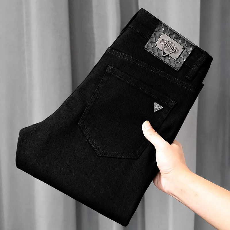 Men's Jeans Pure Black High-End Affordable Luxury Simple All-Match Stretch Breathable Office Business Classic Casual Trousers