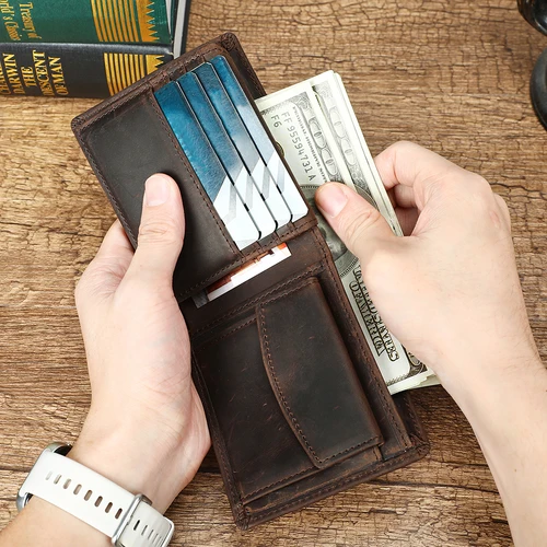 Imagen 2 del producto WESTAL Cartera de hombre de piel Crazy Horse con estampado compacto, inclinada a rayones y reparable