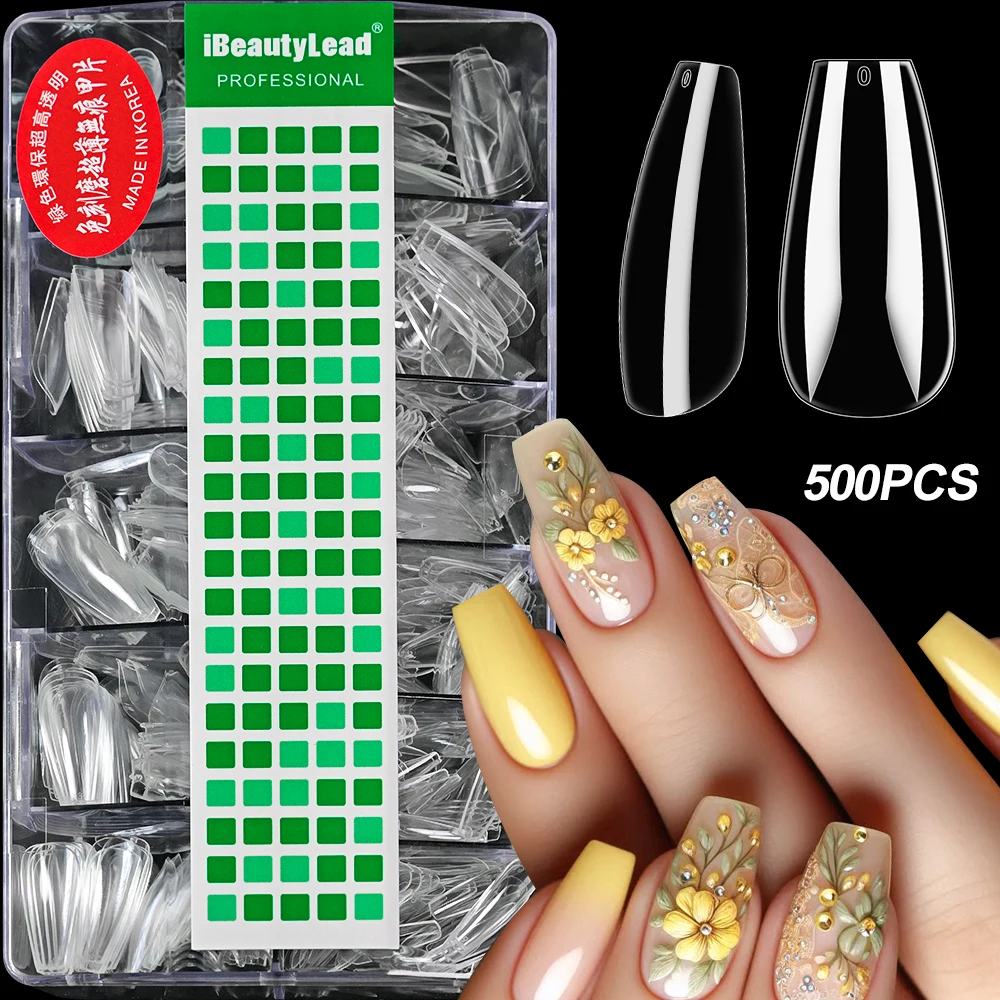 500pcs/Box Soft Gel Press on Quick Extension Wearable False Nails Transparent Almond False Nail Tips Simple Full Cover Manicure*