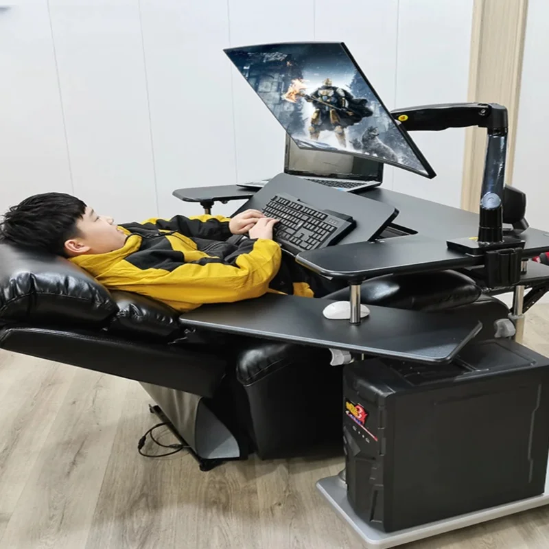 Adjustable Sit-Stand Desk, Versatile Folding Table, Comfortable Gaming Chair, Efficient Computer Workstation