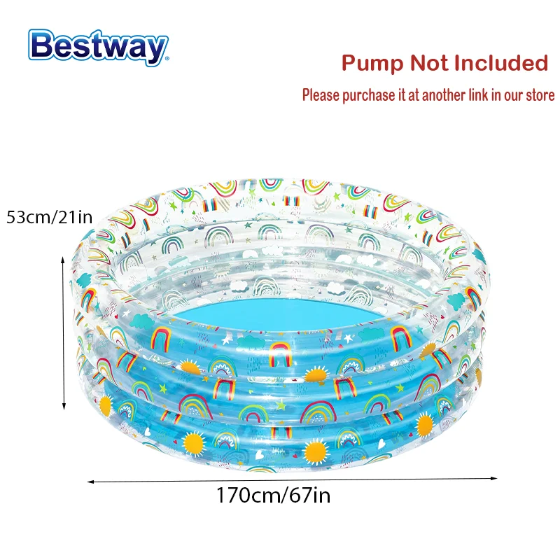 Bestway-Piscine gonflable arc-en-ciel pour enfants, jeu familial, amusant, saisonnier, 51048, 1 pièce