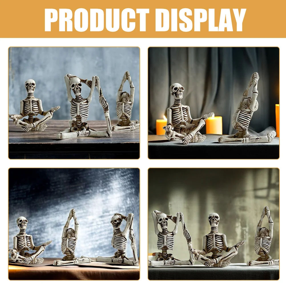 

3Pcs Resin Decor Yoga Statue Collection for Home Desktop Shelf Cabinet Decoration Quirky Room Accent Piece