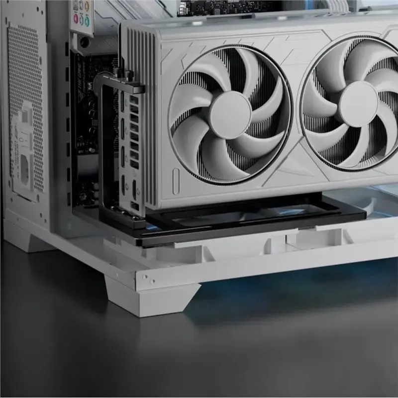 AT82-GPU Video Graphics Card 90° PCIE 4.0 X16 Extension Riser Cable Aluminum Alloy Vertical Bracket PE Shielded Extender Cord