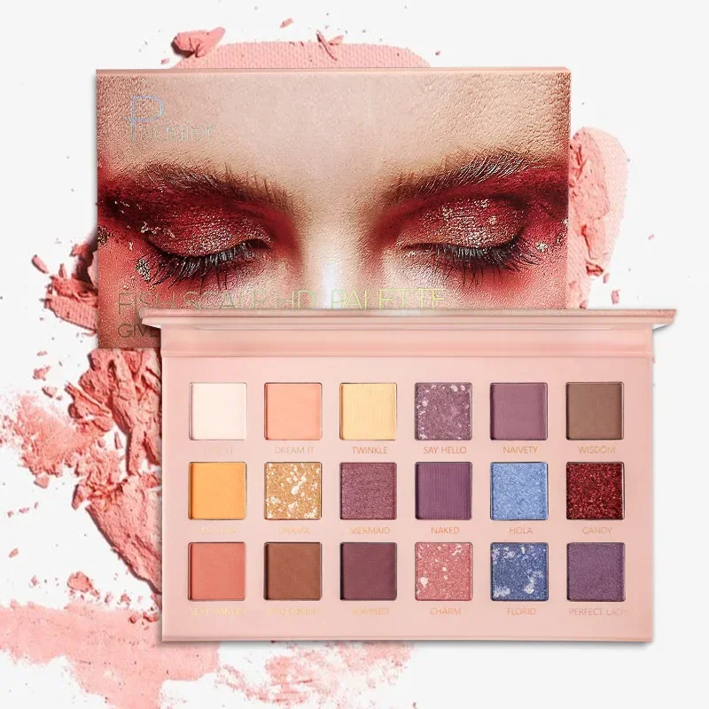 High Quality 18 Colors Shimmer Eyeshadow Palette Makeup Long Lasting Nude Minerals Clay Glitter Eyeshadow Pallet Gifts Cosmetics