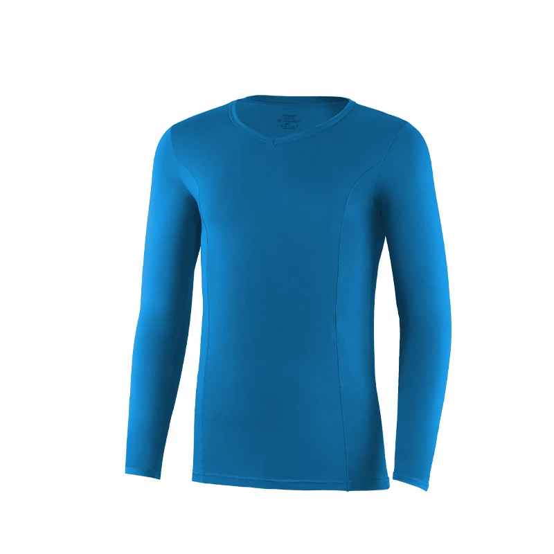Men's Thin Cotton V-Neck Slim-Fit Basic Undershirt Single Piece Youth Autumn Thermal Top Base Layer Shirt