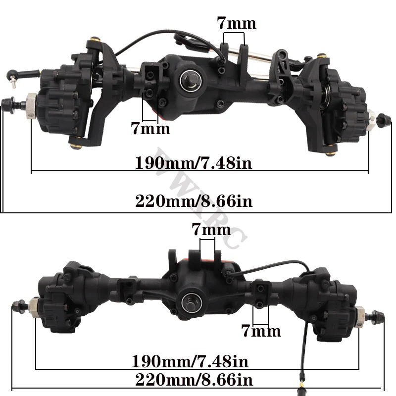 TRX4 Front Rear Differential Portal Axle with T-lock Head ball for 1:10 RC Crawler Car  TRX-4 TRX4 Upgrade Parts