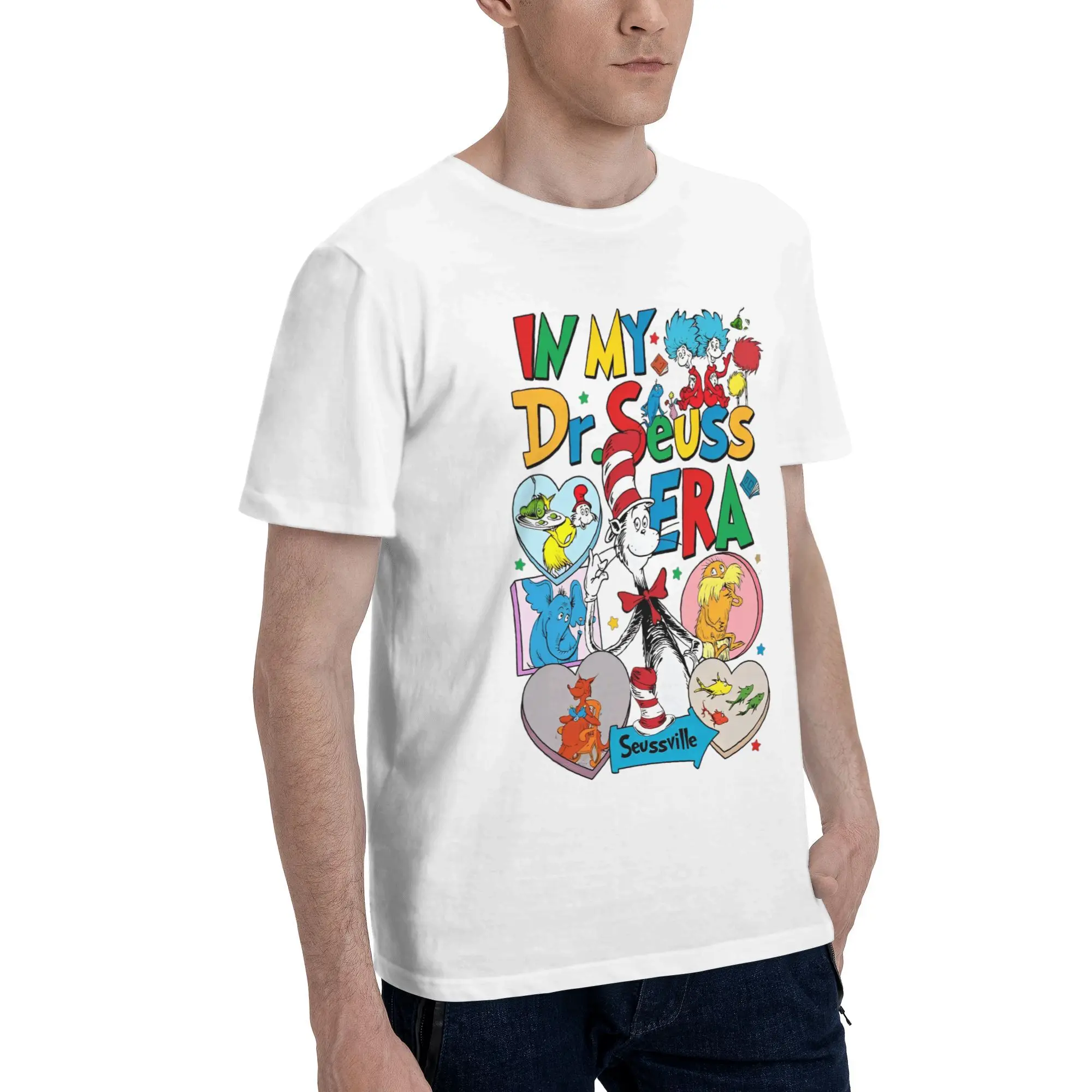 One Thing Is Read Learning Men T Shirts  Dr. Seuss Amazing Tees Short Sleeve Crewneck T-Shirts Pure Cotton Original Tops