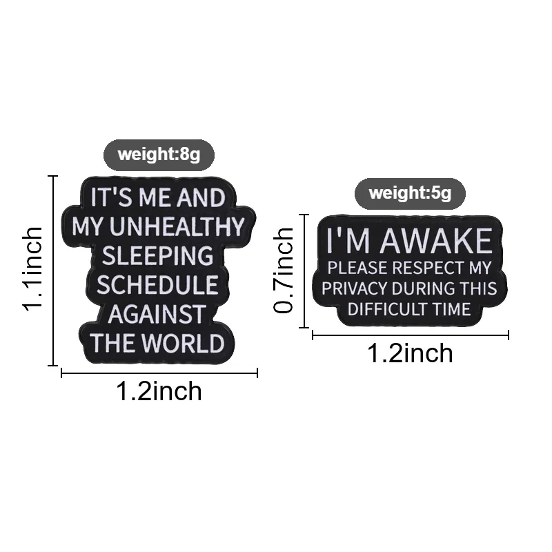 Awake Privacy Badges Unhealthy Sleep Schedule Against The World Enamel Pins Funny Sarcastic Brooch Accessory Gift