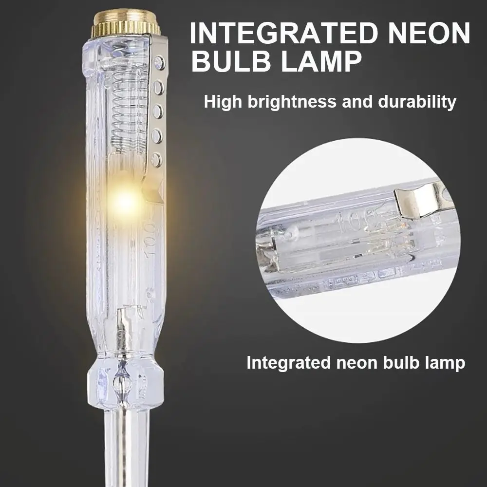 New AC/DC 100-500V Test Screwdriver Clear Handheld Voltage Detector Pen Light Circuit Tester