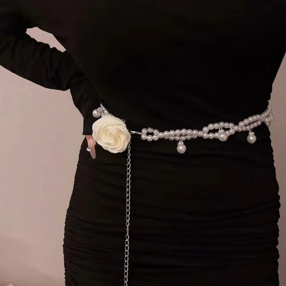 Fashion Temperament Elegant Pearl Waist Chains Waist Accessory Versatile Pearl Belt Girls Dress Strap Waist Belt Women Gift