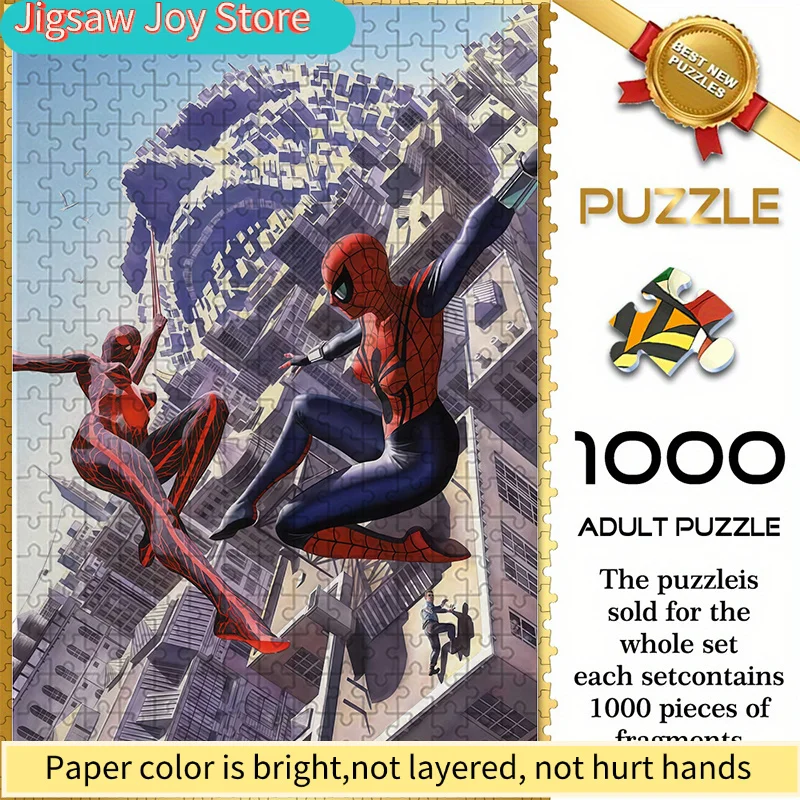 

of Seamless Puzzles Themed Around Marvel'S Spider-Man W1.6-64, Featuring Two Spider-Men in a Dynamic Scene with an Inverted Ci
