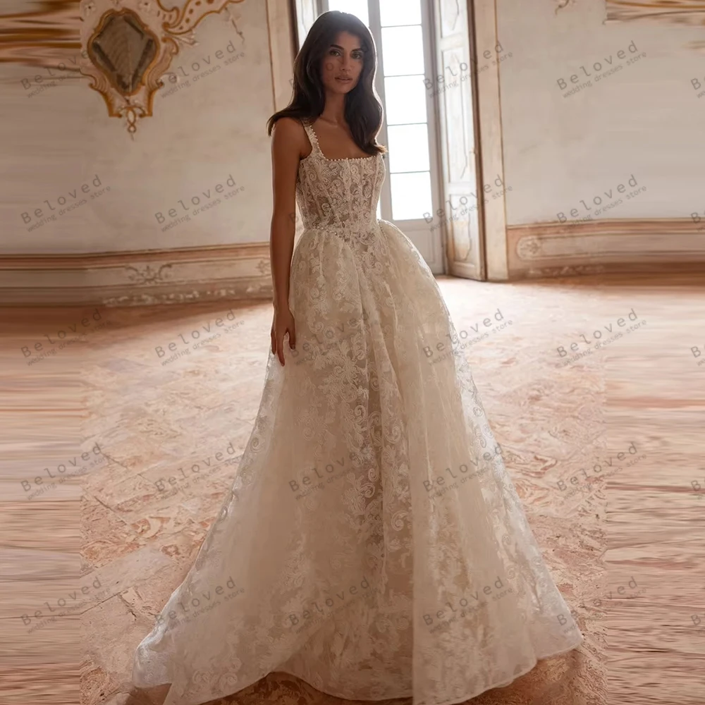 Exquisite Wedding Dresses A Line Gorgeous Bridal Gowns Sleeveless Backless Robes Princess Pretty Vestidos De Novia Customized