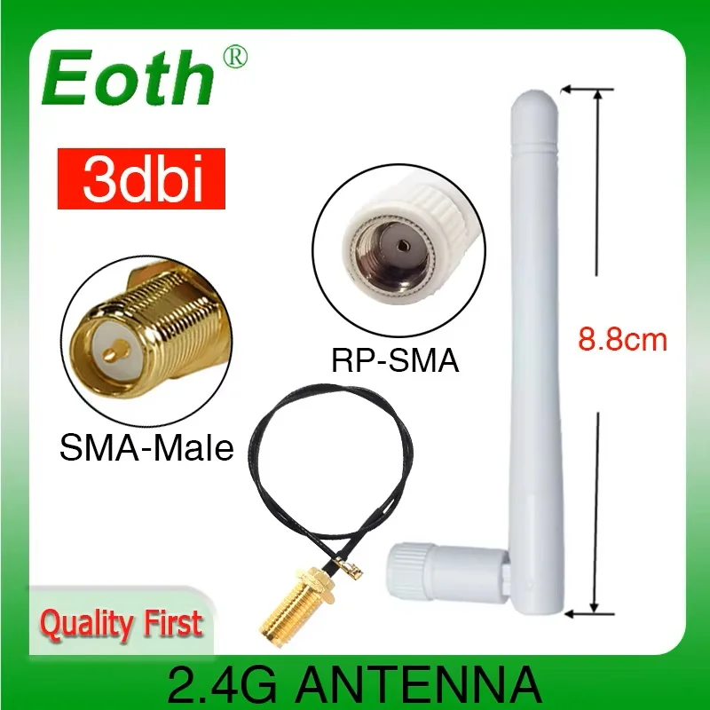 

Eoth Wholesale 8P 2.4GHz Antenna RP-SMA 3dBi High Gain Extension Pigtail SMA male Cable for wifi and Wireless Network Equipment