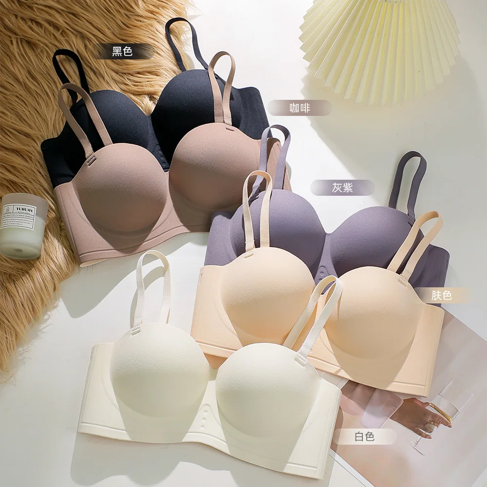 Small chest gather show no scar bra bra half cup strapless bra no steel ring breathable hole cup strapless chest side draw