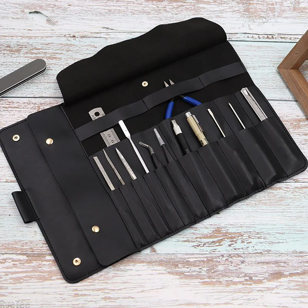 Waterproof PU Leather Roll‑Up Tool Bag Foldable Organizer for Electrician Tools Pen Makeup Brushes Portable Travel Storage Pouch