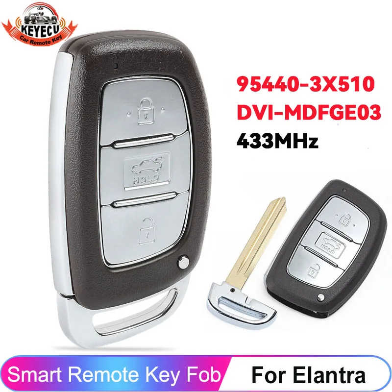 KEYECU 3 Buttons 95440-3X510 DVI-MDFGE03 For Hyundai Elantra 2014 2015 2016 2017 Smart Key 433MHz ID46 PCF7952A Chip Remote Fob