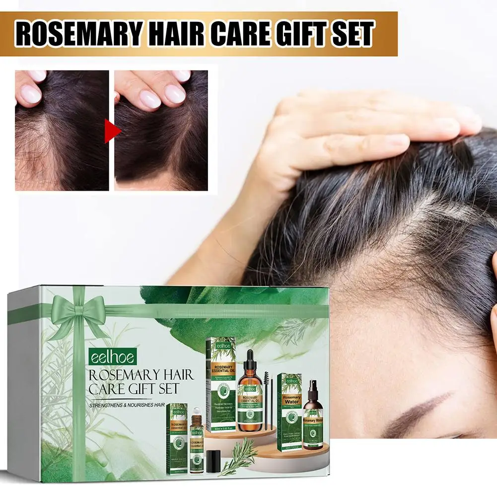 Kit de aceite esencial de Romero para mujer, mascarilla hidratante con puntas abiertas de menta, champú en aerosol seco, tratamiento para el cabello, fortalecedor, F0H8