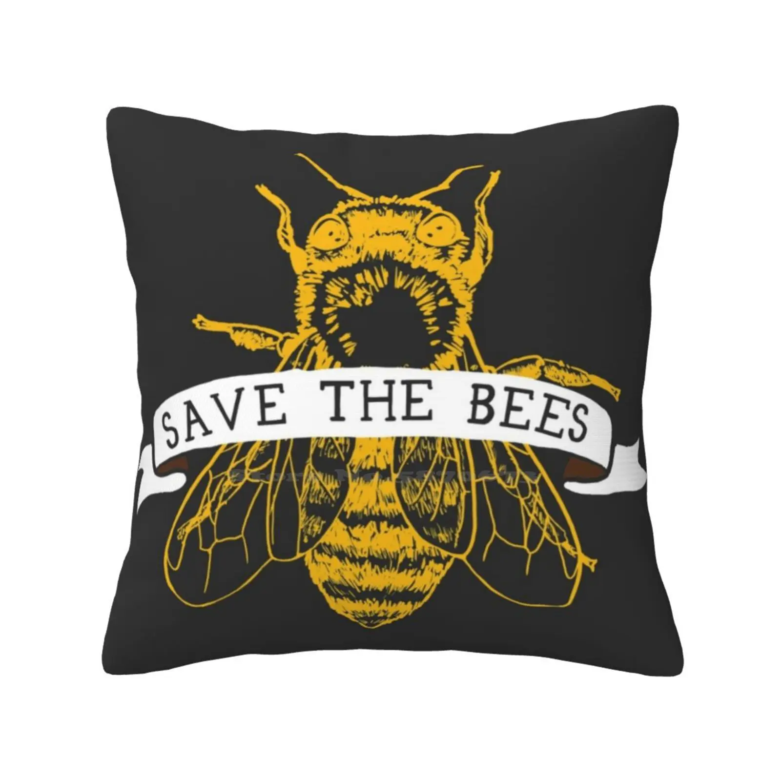 Save The Bees! ( Dark ) Bedroom Office Hug Pillowcase Veganism Animal Rights Ethical Animals Honeybee Health Food Animal